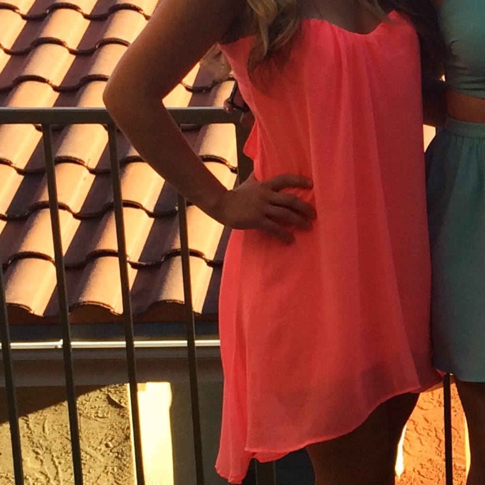 Hot Pink High/Low Strapless Dress
